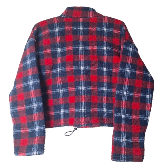 American Eagle Womens Plaid Cropped Fleece Size Extra Small NWT - Picture 2 of 13